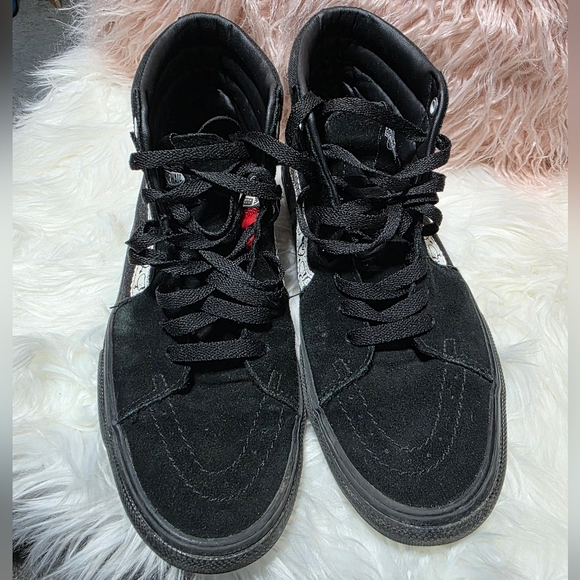 Vans Black Skate SK8 Hi Doodle Shoes - Picture 2 of 7